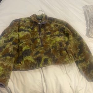 The north face green purple fleece xs tie dye cropped